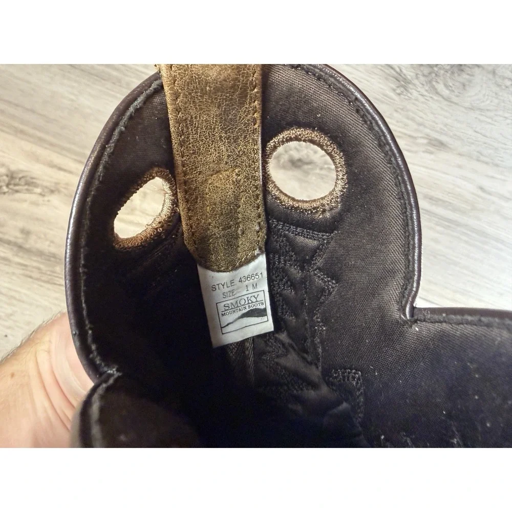 Smoky Mountain Boots Youth‎ Size 1M Distressd Brown Cowboy Boots 436651